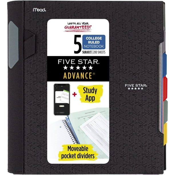 Cuaderno Five Star 5 Subject con aplicación de estudio reglado por la universidad
