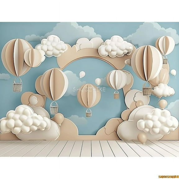 Hot Air Balloon Dinosaurs Abstract Photography Backdrop Banner Birthday Party ration Seashell Mermaid Background ZI-02