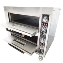 Commercial Movable Electric Double Pizza Oven 4 Baking Sheets 220V 3PH 13.2KW