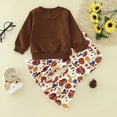thumbnail image 4 of Youmylove Two Piece Girls Outfits Kids Baby Girls Thanksgiving Day Outfits Turkey Ruffles Sweatshirt Tops Flare Pants Bell Bottom Clothes Sets, 4 of 4