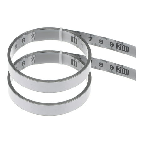 2 Pack Self Adhesive Tape Measure 200cm Metric Left to Right Reading Measuring Tape Steel Sticky Ruler, Silver Tone