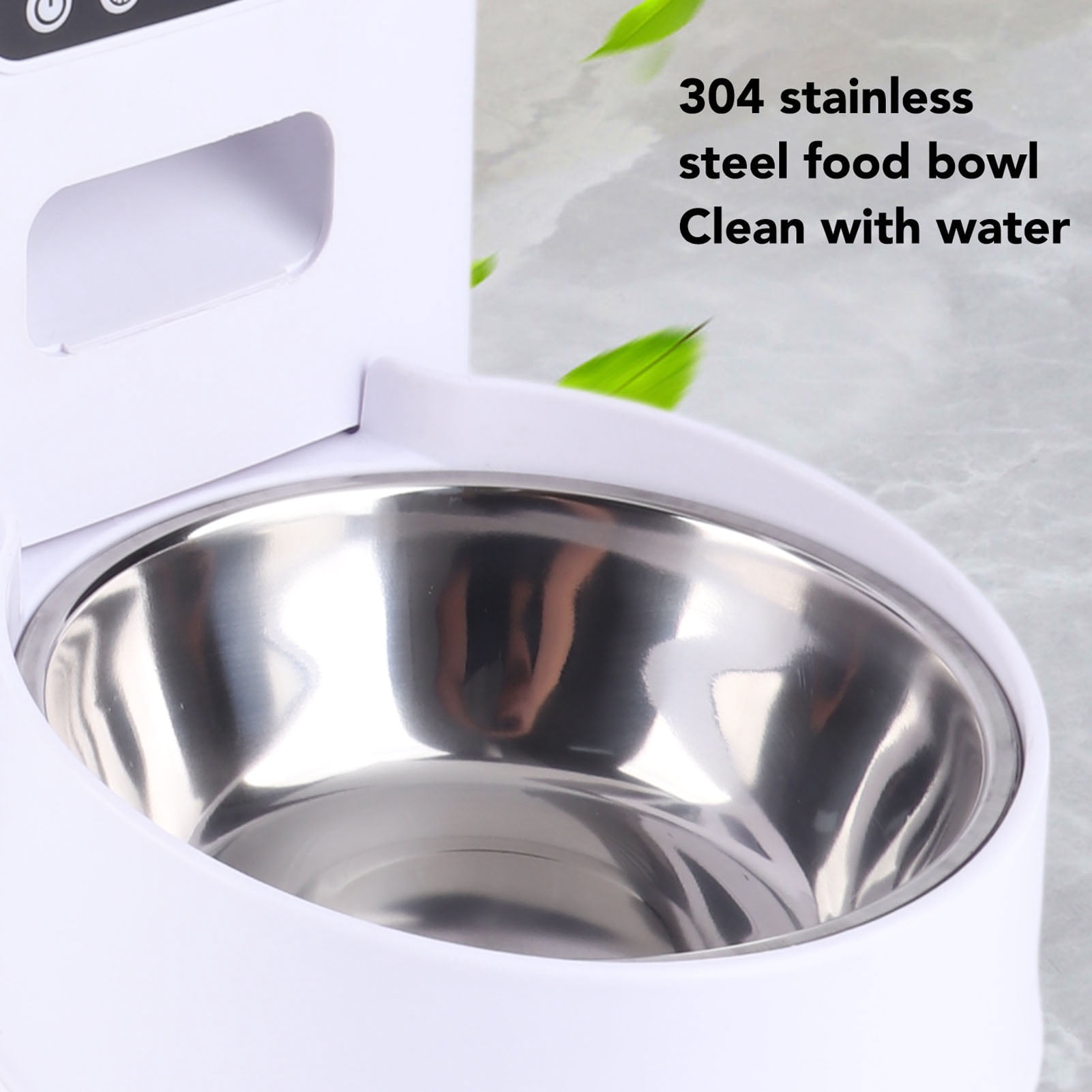 LAZIOEGR 5L Automatic Pet Feeder Smart Cat Dog Food Dispenser Stainless Steel Single Bowl Button Type Portion Control Voice Record (9.84 x 7.87 inches / 25 x 20 cm)
