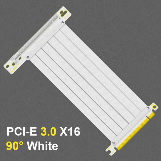 MZX PCI-E 4.0 3.0 X16 Riser Cable 90掳 180掳 Mount Video Graphics Card Extension Shielded Flexible GPU Cord ITX Computer Connector 90 degree 3.0 White 20cm 7.9inch