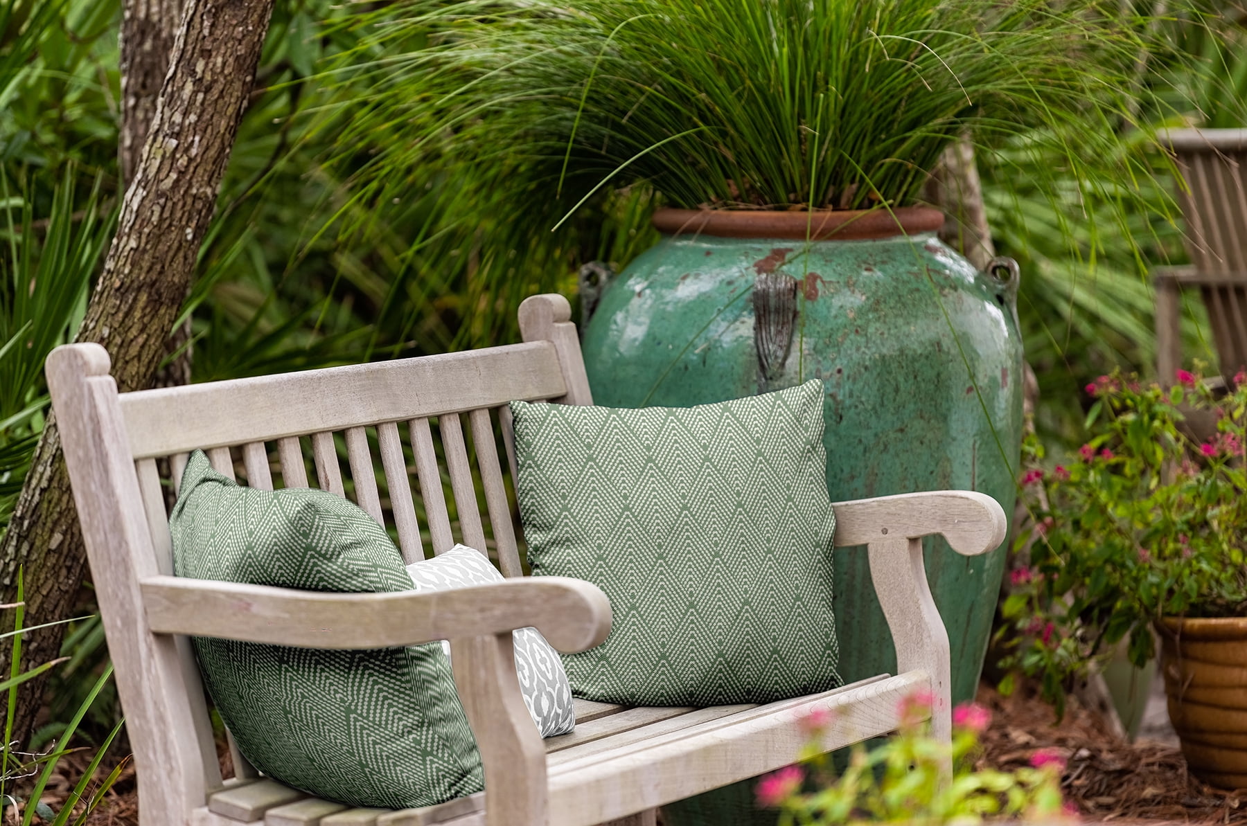 16" x 16" Simply Daisy Lifeflor Diamond Polyester Indoor/Outdoor Pillow, Muted Green Qty 1