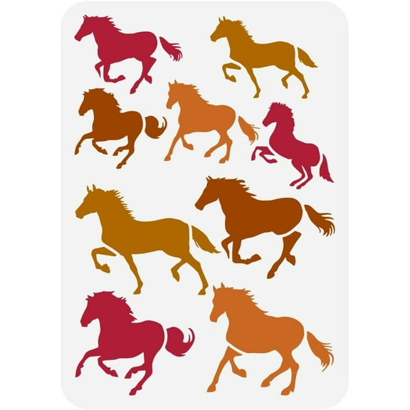 Horse Border Painting Stencil 8.3x11.7 inch Plastic PET Running Horses Stencil for Painting Hollowed Galloping Horse Drawing Template Animal Theme Stencil for Wall Furniture Decoration