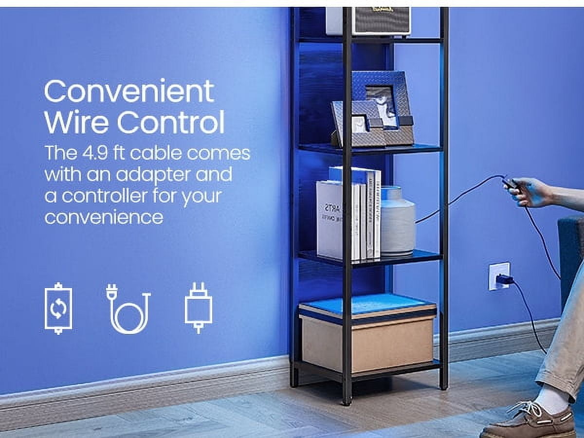 6-Tier Bookshelf, LED Display Shelf with Dimmable Lights, Steel Frame, 11.9 x 15.7 x 70.3 Inches, for Living Room, Bedroom