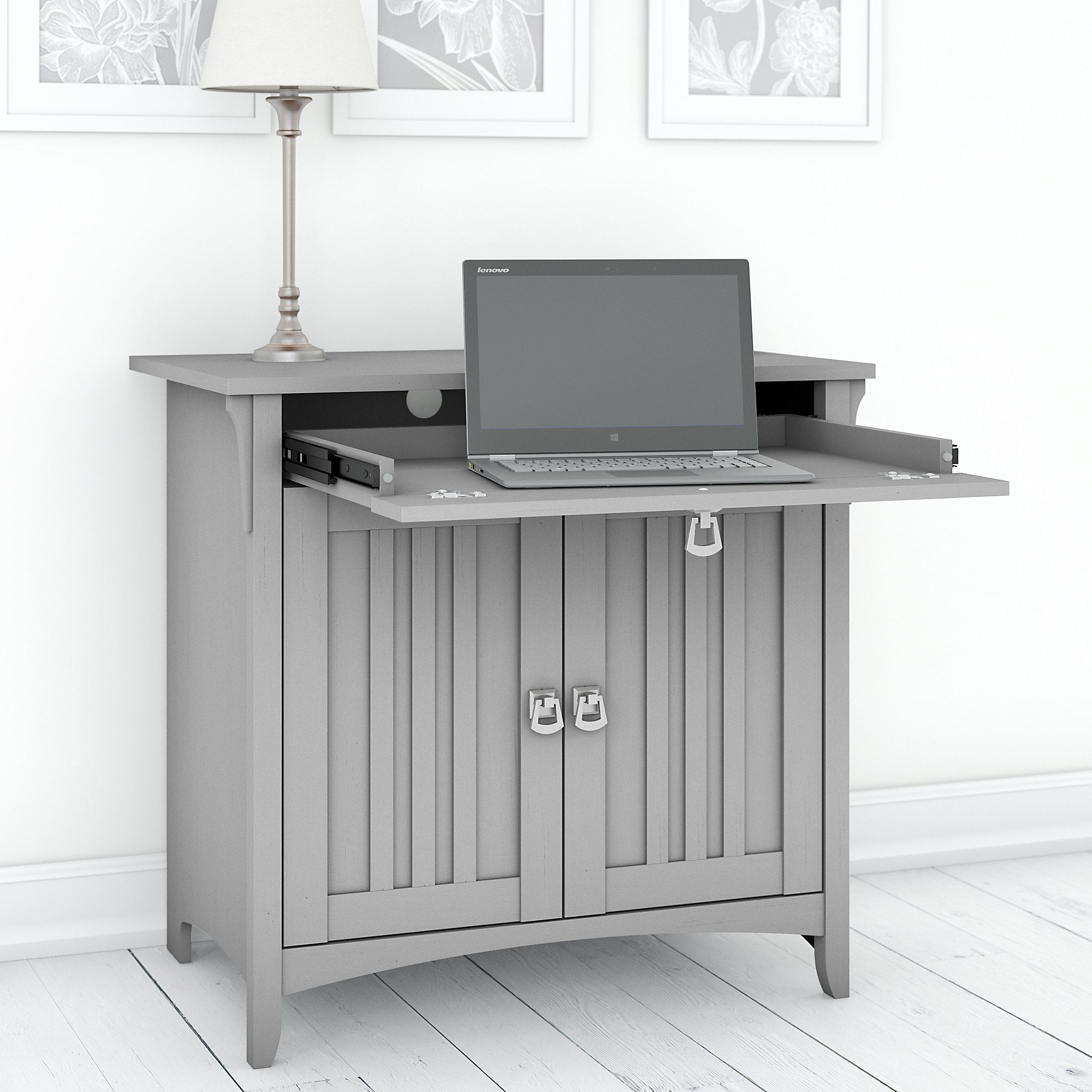 Bush Furniture Salinas Farmhouse Secretary Desk with Keyboard Tray