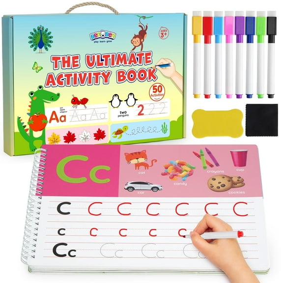 BenBen Preschool Learning Activities, 50 Pages, Tracing Books for Kids Ages 3-5, Busy Book Toys