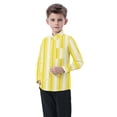 thumbnail image 5 of Oxford Dress Shirts for Boys Striped Long Sleeve Collared Button Up Shirt with Chest Pocket School Uniform (12-18 Months, Yellow), 5 of 7