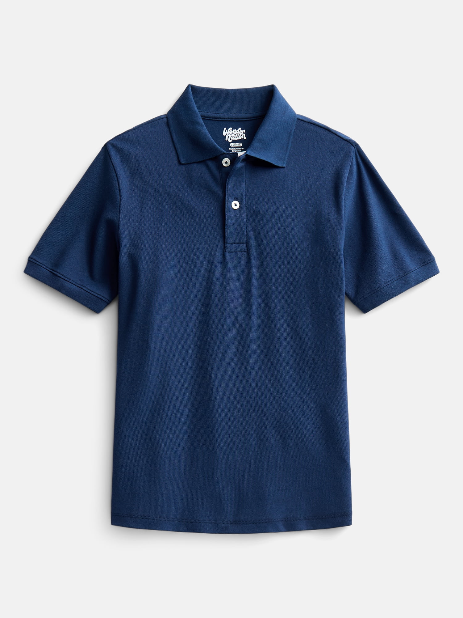 Wonder Nation Boys School Uniform Short Sleeve Pique Polo Shirt, 2-Pack, Size 4-18 & Husky