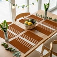 thumbnail image 5 of Placemats for Dinning Table Set of 8, Burnt Orange Beige Striped Modern Farmhouse Retro Lines Burlap Kitchen Place Mats Waterproof Cloth Table Mats, Indoor Outdoor Placemats Easy Clean Dinner Decor, 5 of 8