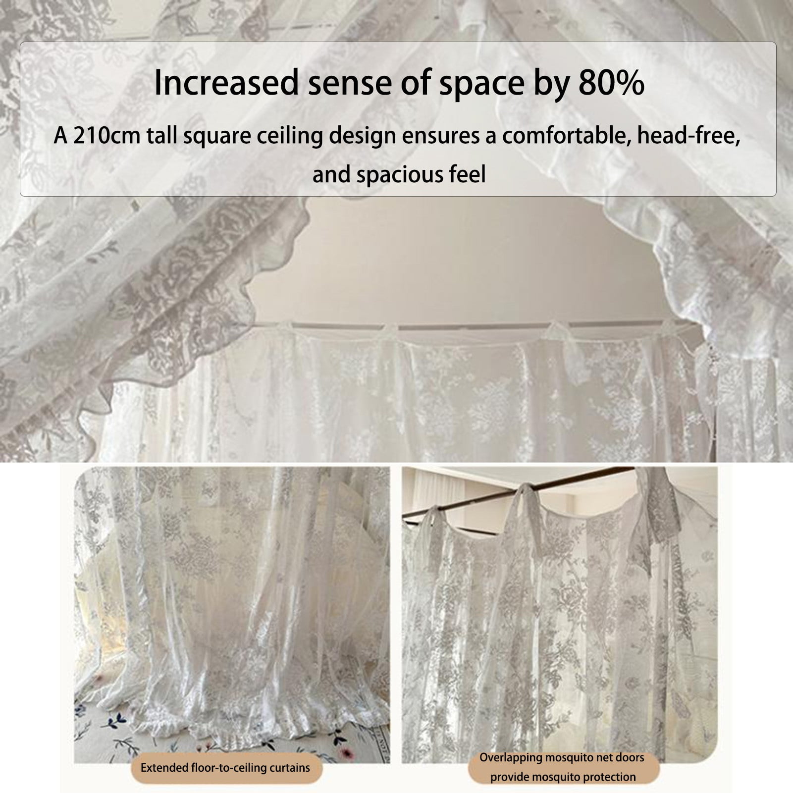 Mosquito net canopy bed, 4 corner posts bed canopy bed curtain, bedroom decoration accessories for girls adults