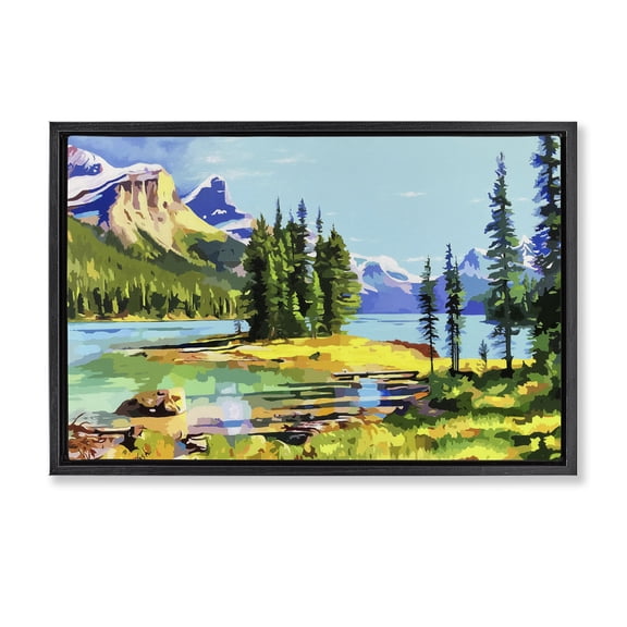 Stupell Industries Farmhouse Alpine Mountain Solitude Black Floating Frame Canvas Art, 25 x 17, by John Jaster