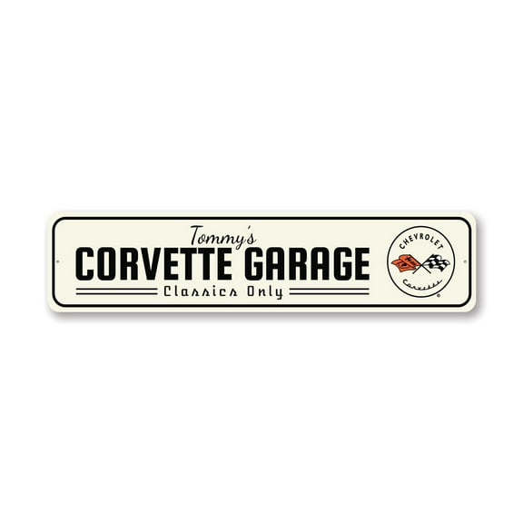 Chevy Corvette Garage Aluminum Metal Decor Sign - 4x18 inches