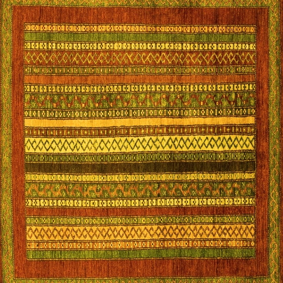 Ahgly Company Indoor Square Abstract Yellow Modern Area Rugs, 7' Square