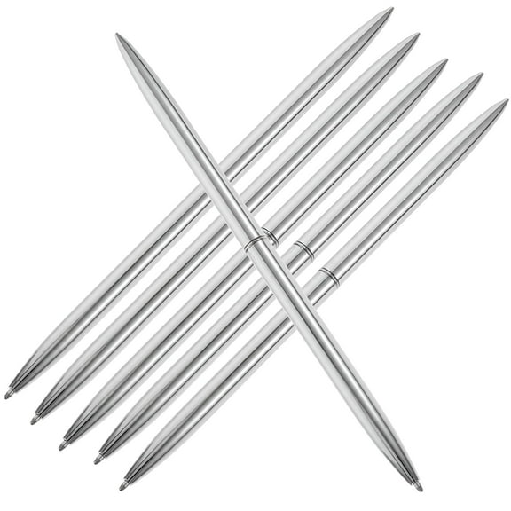 CCOCC 6 Silver Slim Metal Ballpoint Pens for Office or Hotel Use