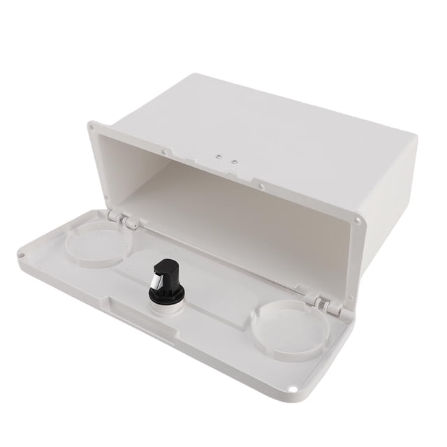 Marine Storage Box, Lockable Dry Storage Emergency Marine Box with Double Cup Holder, Marine Boat Storage Compartment Multifunctional Plastic Boat Glove Box