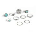 thumbnail image 4 of Set para mujer, anillos apilables de piedra plateada estilo bohemio, anillos apilables para dedos, vintage, 10 unidades, anillos retro, 4 of 8