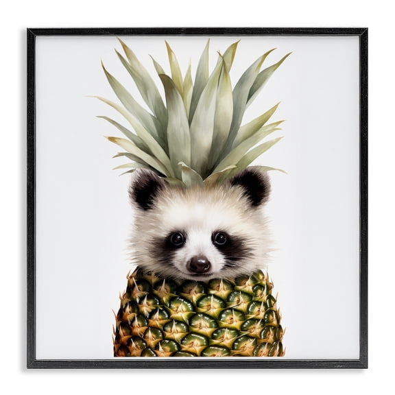 Stupell Industries Eclectic Pineapple Panda Cub Black Framed Giclee Art, 12 x 12, by Lazar Studio