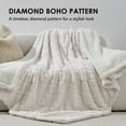 thumbnail image 2 of EVERGRACE Jacquard Boho Sherpa Fleece Throw Blanket for Couch, Super Soft Cozy Fuzzy Plush Blankets for Winter, Reversible Thick Warm Blanket for Bed, Sofa, Living Room, Off White, 50'' x 60'', 2 of 7