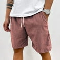 thumbnail image 2 of IYYVV Mens Corduroy Shorts Casual 7 Inch Elastic Waist Drawstring Summer Beach Loose Fit Shorts Big And Tall Short with Pockets Pink L, 2 of 4