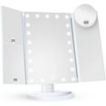 thumbnail image 1 of Makeup Mirror Makeup Mirror with Light, 2X 3X 10X Magnification, Lighted Makeup Mirror, Touch Control, Tri-fold Makeup Mirror, Dual Power Supply, Portable LED Makeup Mirror, Gift for Women (White), 1 of 5