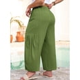 thumbnail image 7 of SHOWMALL Women's Plus Size Loose Fit Baggy Pants, Lightweight Breathable Balloon Trousers with Pockets, Olive Green 2X Comfortable Elastic Drawstring Waist Wide Leg Lounge Pants, 7 of 7