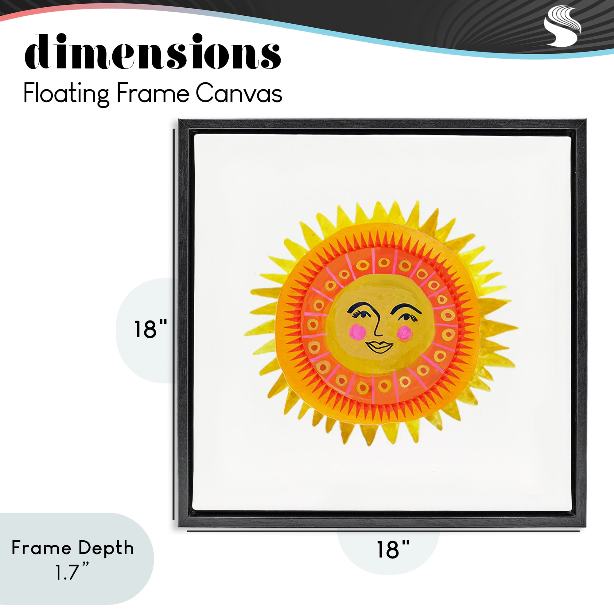 Stupell Industries Eccentric Bohemian Sun Black Framed Floater Canvas Wall Art, design by Katherine Herrell Studio