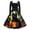 Orange B, variant on Women's Retro Halloween Evening Midi Dress, Square Neck High Waist Fit Flare Dress, Cat Pumpkin Print Flared Skirt Vintage Costume for Autumn Halloween Events Army Green B L