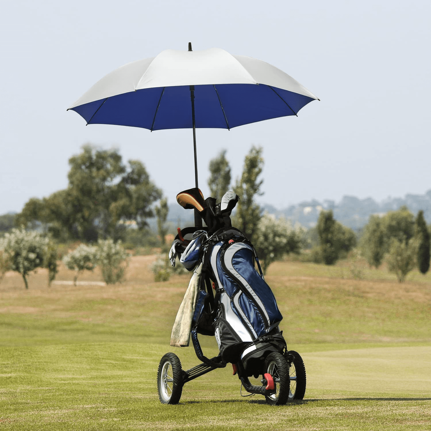 G4Free 54/62 Inch Windproof UV Protection Golf Umbrella Extra Large Silver Coated Automatic Open Stick Long Umbrella