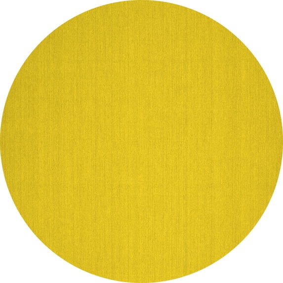 Ahgly Company Indoor Round Solid Yellow Modern Area Rugs, 5' Round