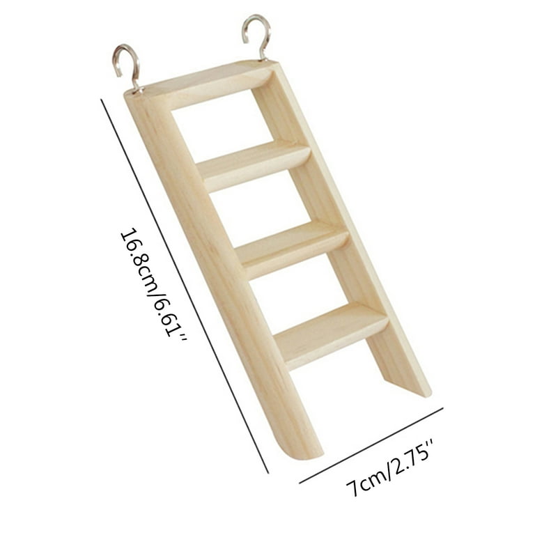 Wood Climbing Ladder with Metal Hooks Wooden Bridge Easy Connection to Wire Cage