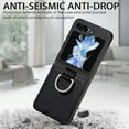 thumbnail image 3 of ELEHOLD for Samsung Galaxy Z Flip 7 Leather Case Cover, with Metal Finger Ring Holder Slim Lightweight Shockproof Non-Slip Case for Galaxy Z Flip 7 ,Black, 3 of 4