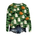 thumbnail image 3 of YDFCWXW Halloween Sweatshirt Women Ghost Shirts Funny Pumpkin Graphic Shirt Spooky Season Crewneck Pullover Long Sleeve Tops 2025 Green, S, 3 of 4
