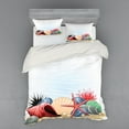 thumbnail image 2 of Ambesonne Ocean Bedding Set 3 Pcs, Summertime Seaside Pearl, Twin, Red Beige Grey, 2 of 3