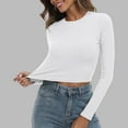 thumbnail image 2 of Summer Tops for Women Medium Sleeve Long Sleeve Compression Women Casual V Neck Casual Shirts for Summer Tall Women's Shirts Tan Raglan Shirt Exercise Tops Workout Womens T Shirt Short White S, 2 of 7