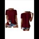 thumbnail image 3 of Blusas de Verano con Ojales para Mujer 2025, Blusas Asimétricas de Moda para Verano, Blusas de Color Liso para Salir, Color Vino Tinto XL, 3 of 6