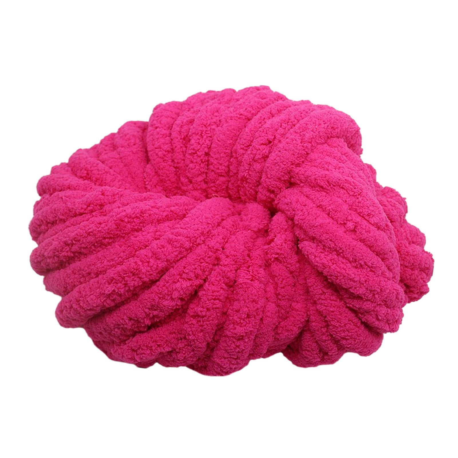 Abbraccia Chunky Chenille Yarn Acrylic Fibers Gauge 7 Jumbo Giant Washable Bulky Yarn Thick Yarn for Sofa Throw Crocheting Hat Blanket Rose Red