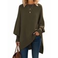 thumbnail image 2 of Women'S Oversized Sweaters Winter Long Sleeve Casual Tops Mock Neck Loose Fit Knit Pullover Dark Green L, 2 of 9