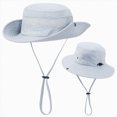 thumbnail image 6 of HCNTES Kids Wide Brims Sun Hat UPF50 Sun Protective Adjustable Cord Fisherman Hat for Children Unisex Outdoor Beach Hiking (Light Gray,One Size), 6 of 8