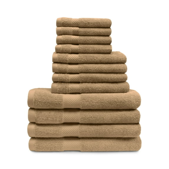 Egyptian Cotton 500 GSM Right Hash Dobby Border 12-Piece Towel Set Sedona