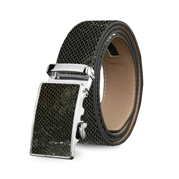 Men's Black Leather Belt, Ratchet Belt Without Holes