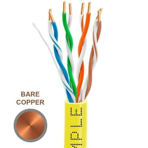 Wavenet 1309-N Cat5e Riser CMR 1000 ft. 24 AWG Unshielded Twisted Pair UTP Solid Bare Copper & ETL Listed 350 MHz Ethernet PVC Cable, Yellow - Set of 8