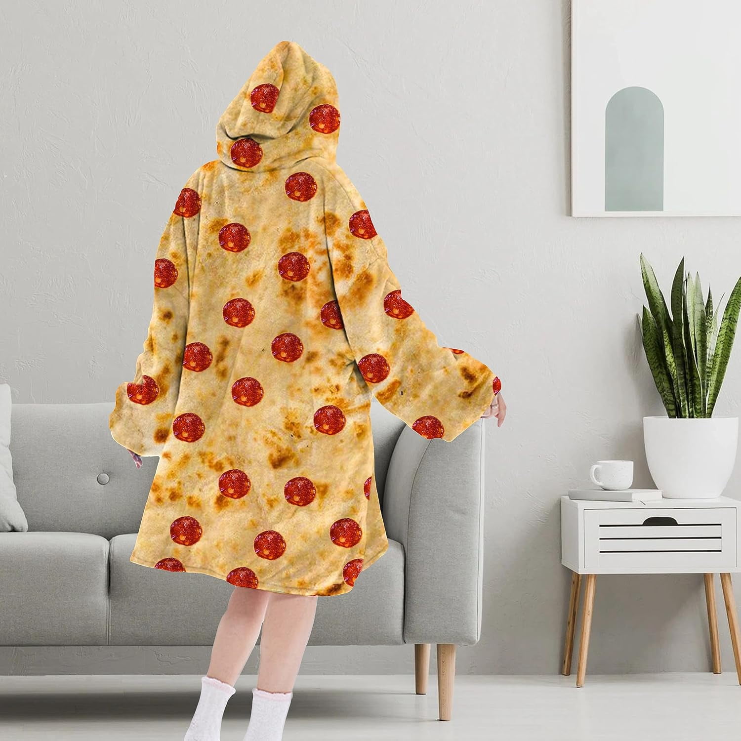 Wearable Adult Blanket Hoodie - Flannel Blanket Hoodie with Pockets - Sherpa Giant Hoodie Blankets for Women Men