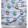 thumbnail image 1 of Soimoi Blue Rayon Fabric Owl Tribal Print Sewing Fabric Yard 56 Inch Wide, 1 of 3