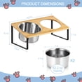 thumbnail image 2 of Bamboo Raised Dog Bowls 2 Pack with 10° Tilt, Elevated Pet Feeder Stand with 62.2oz Stainless Steel Bowls for Medium & Large Dogs or Cats, 2 of 6