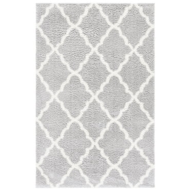 Mainstays 5' x 7' Gray/Ivory Plush Trellis Shag Area Rug
