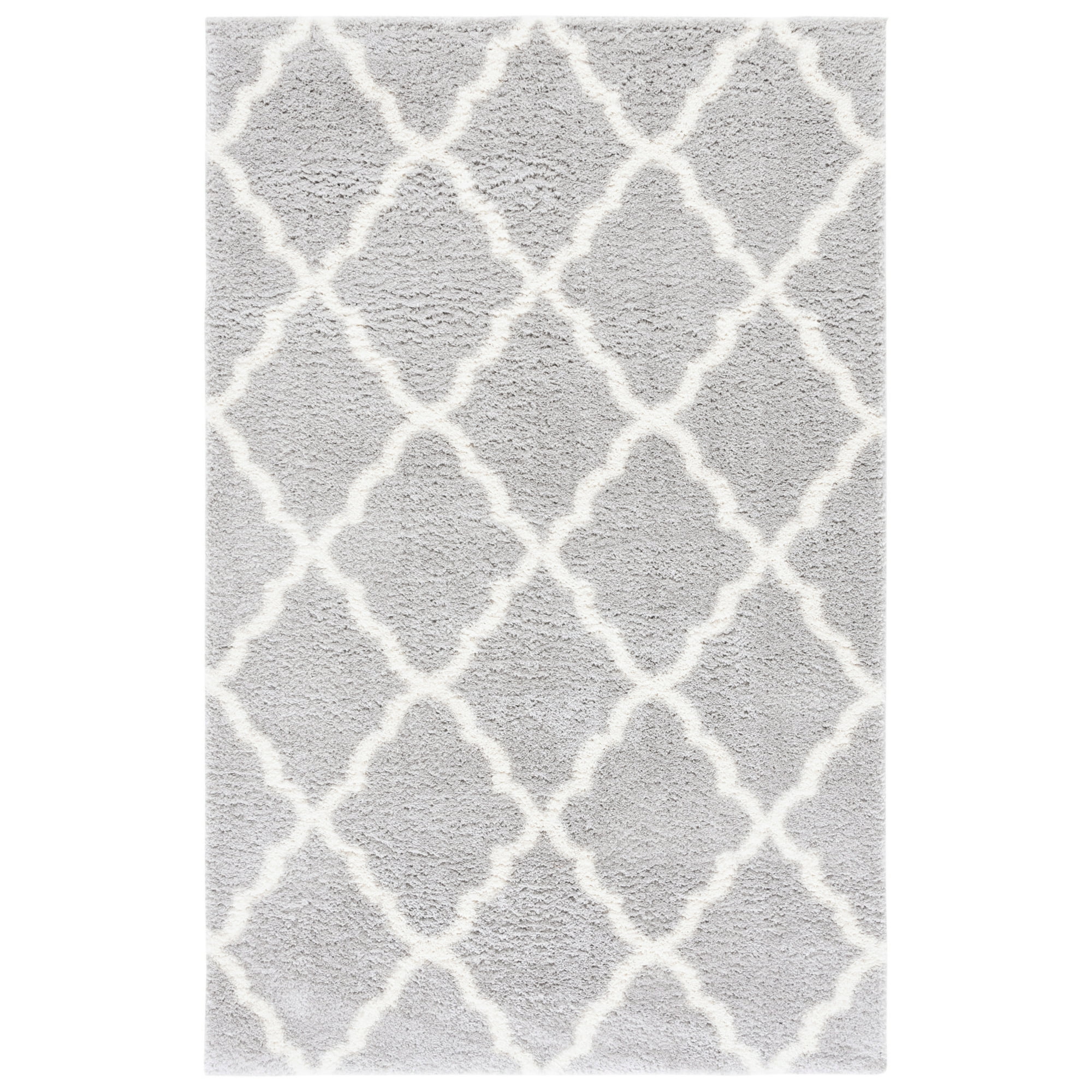 Mainstays Gray & Ivory Trellis Shag Indoor Area Rug, 5 ft x 7 ft