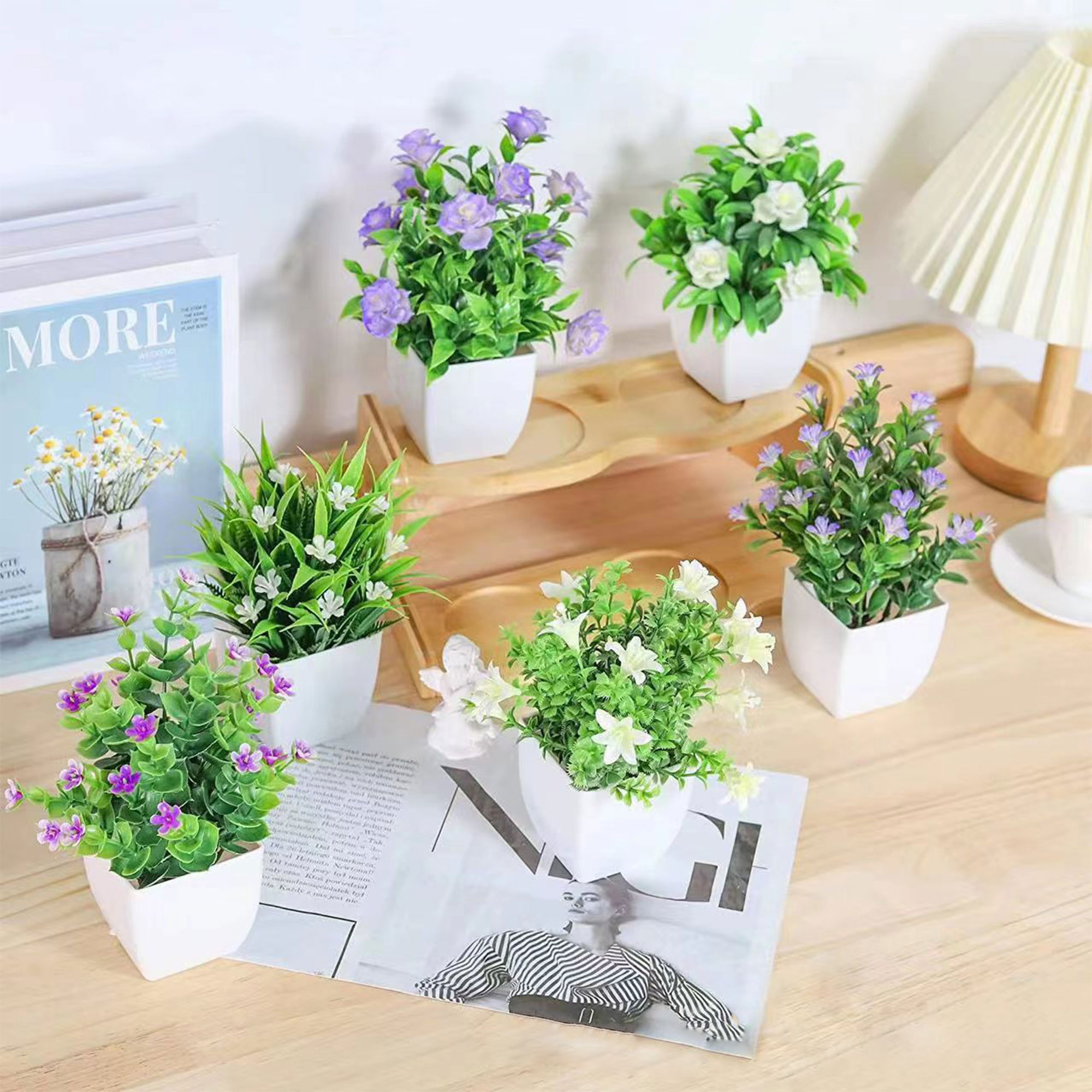 Semfri 4-Pack Mini Artificial Potted Plants, Farmhouse Decor photo 7