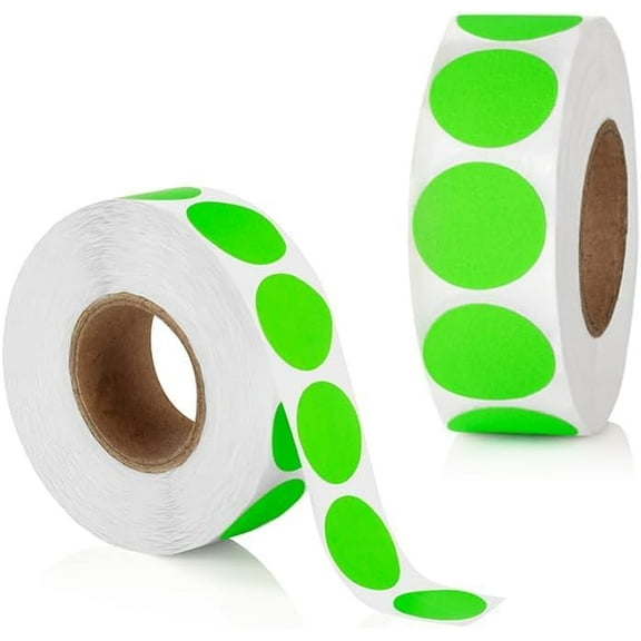 2000pcs Neon Green Dot Sticker Label Roll, 0.75" Diameter, Labels for Inventory, Color Code Labels, Organization Stickers, 1000/roll (Pack of 2)